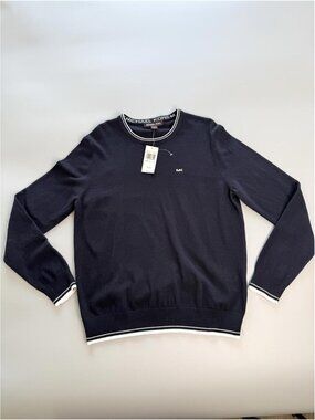 Michael Kors Knit‎ Sweater Size M Black Crewneck Minimal Preppy Pullover